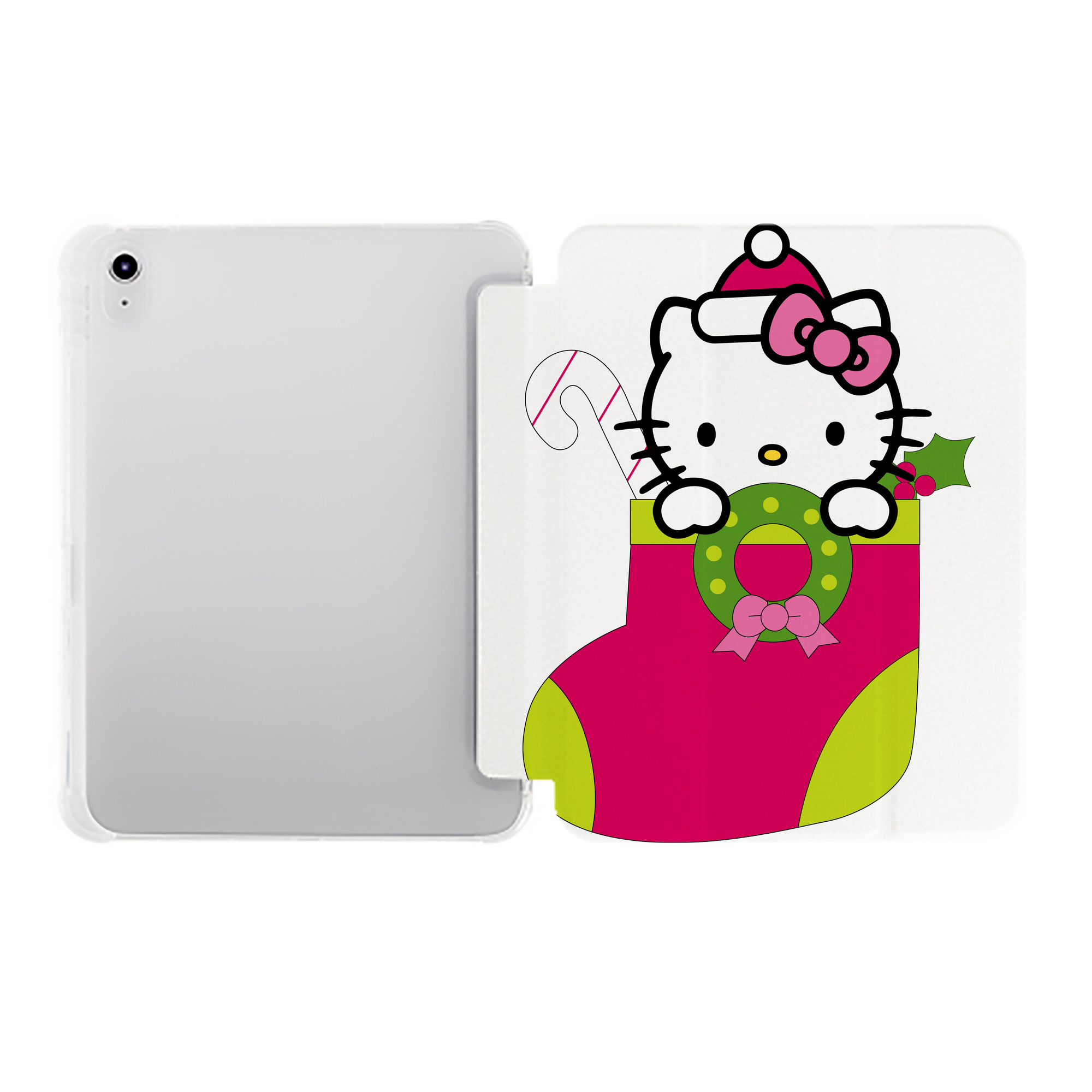 （画像用） Hello Kitty ハローキティ IPad ケース ペン収納付き 三つ折りスタンド PUレザー×シリコン 対応機種9.5/10.5/10.9インチ